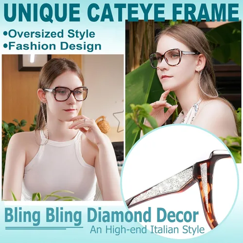 Miniatura 2 de Oversized Reading Glasses Cat-eye Full Frame Sun Readers for Women