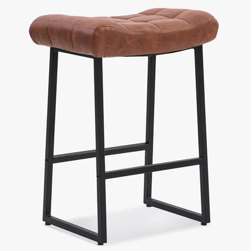 Miniatura 13 de RNKSFX Taburete de bar moderno negro para encimera de cocina sin respaldo de altura de mostrador con asiento tapizado de piel sintética y marco