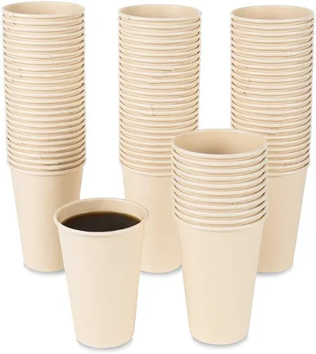 Miniatura 8 de Tazas de papel de café desechables, bebida caliente marrón de fibra vegetal 160 unidades 8 oz