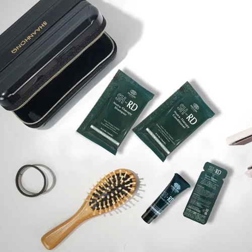 Miniatura 5 de SH-RD Kit esencial para el cabello para viajes y prueba Champú Nutra-Therapy, acondicionador, suero brillante, crema proteica Rutina diaria
