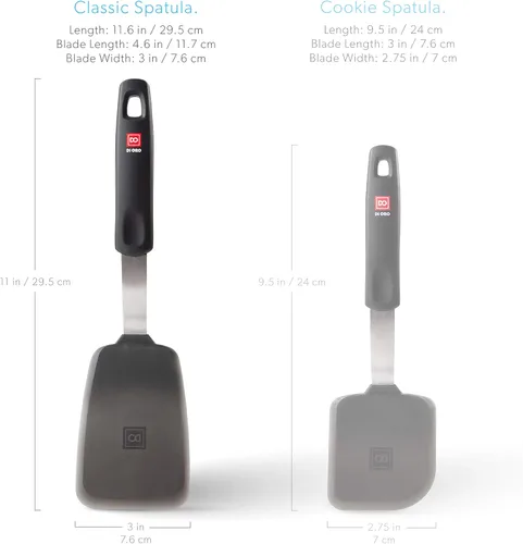 Miniatura 5 de DI ORO - Espátula de silicona para utensilios de cocina antiadherentes, volteador de cocina flexible y fino para voltear panqueques y huevos, alta