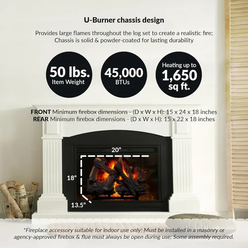 Miniatura 2 de Duluth Forge Juego de troncos para chimenea de gas natural ventilado, 18 pulgadas, 45,000 BTU, luz de fósforo, roble del corazón - Modelo # FNVL18-1