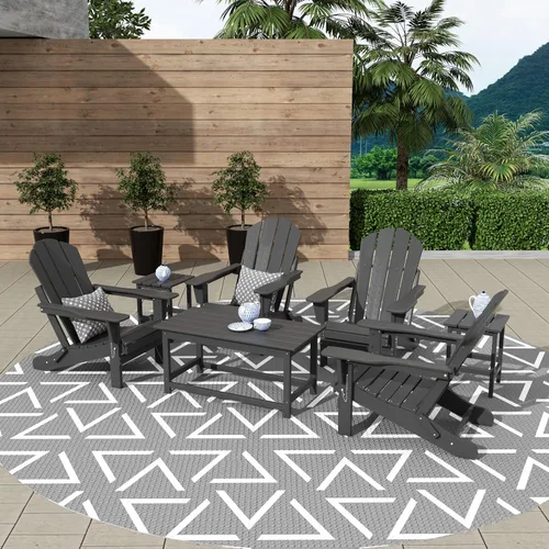 Miniatura 4 de WestinTrends Malibu - Juego de mesa auxiliar y café para silla Adirondack, 3 piezas, color gris
