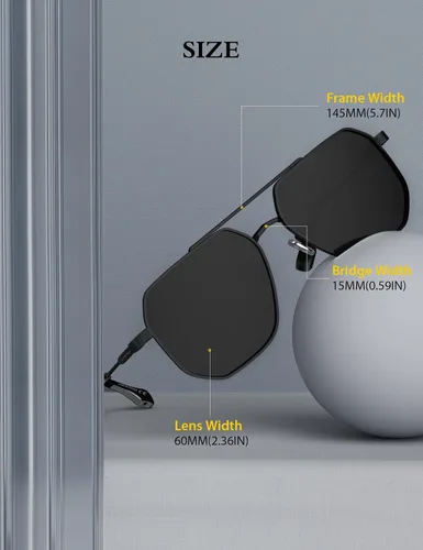 Miniatura 6 de LUENX, Aviator - Gafas de sol polarizadas, para hombres y mujeres, protección UV 400, con funda 60MM