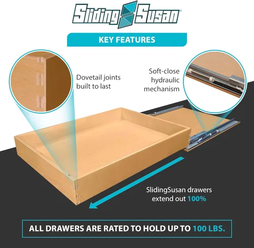 Miniatura 5 de SlidingSusan Organizador de cajones extraíbles para armarios, estantes deslizantes de cierre suave para cocina, despensa, baño y organización