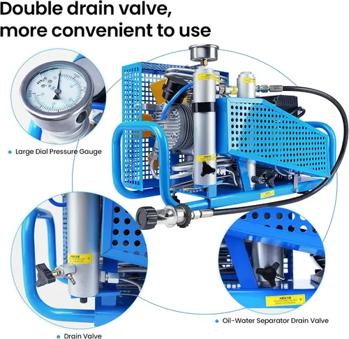 Miniatura 6 de TUXING Compresor de aire PCP de 4500 psi, 100L/min, 3.5CFM, 110V/60HZ monofásico, estación de llenado de aire de alta presión y sistema de carga