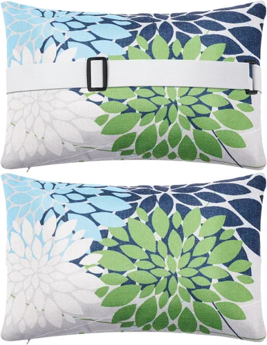 Miniatura 11 de Juexica Paquete de 2 almohadas para tumbona con correa, impermeables, para silla de playa, para el cuello, reposacabezas, banda elástica ajustable
