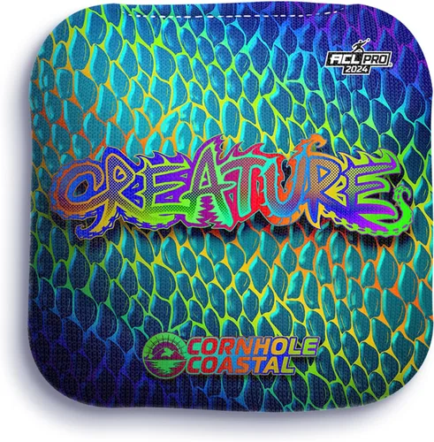 Miniatura 9 de Juego de 4 bolsas de maíz profesionales reguladoras para juegos de lanzamiento de cornhole, para todos los niveles de habilidad (criatura)