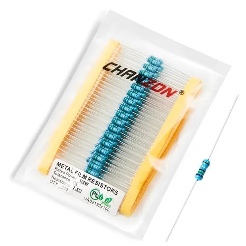 Miniatura 28 de Chanzon - 100 resistencias de película metálica 1/2 W (0.5 W) 10 Ω ohmios ±1% de tolerancia 10R MF, resistencias de agujero pasante con limitación