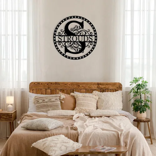 Miniatura 9 de Letreros de metal personalizados con apellido, letrero de apellido personalizado, letrero de metal personalizado, arte de pared de metal, monograma