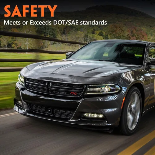 Miniatura 3 de FIONE - Para Dodge Charger Ensamble de Faros 2015 2016 2017 2018 2019 2020 2021 Halógeno Modelo Con Faros LED DRL y Luces de Señal Giratoria