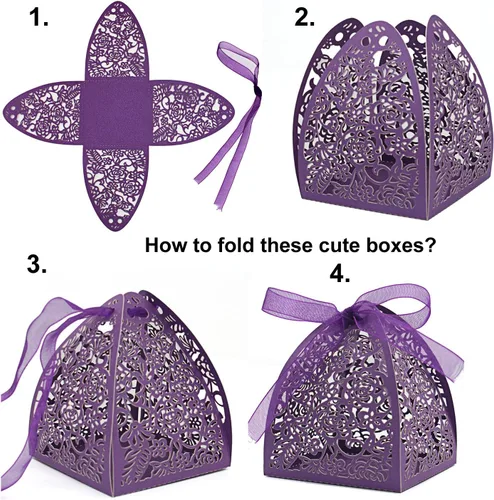 Miniatura 7 de KPOSIYA - 70 Cajas para dulces, cortadas con láser, 2.5 x 2.5 x 3.1 pulgadas, cajas de regalo para despedidas de soltera, cumpleaños o boda Oro