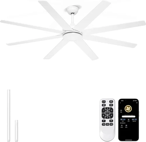 Miniatura 20 de Ventiladores de techo de 60 pulgadas con luces – Moderno ventilador de techo negro con control remoto/aplicación, regulable, silencioso ventilador