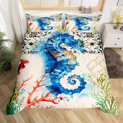 Miniatura 25 de Juego de funda de edredón de tortuga marina para niños, niñas, adolescentes, decoración de habitación, reptil, tortuga, juego de funda de edredón