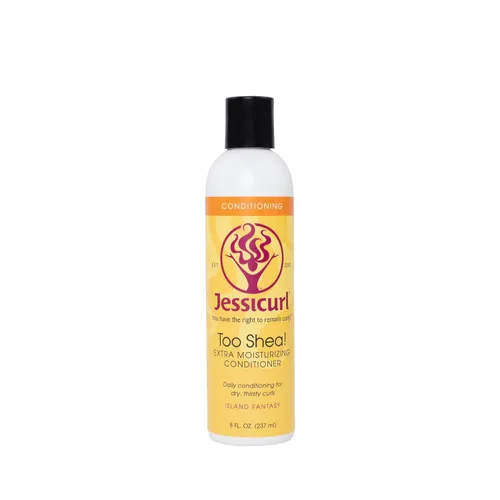 Jessicurl, Too Shea! Acondicionador extra hidratante para cabello rizado, Island Fantasy, 8 onzas líquidas, acondicionador sin enjuague para cabello