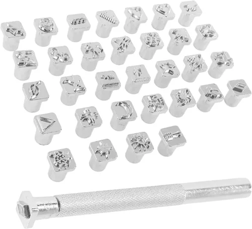 Miniatura 4 de 32 herramientas de estampado de cuero, patrones exquisitos de acero inoxidable, herramientas de perforación de sello de cuero para conectar