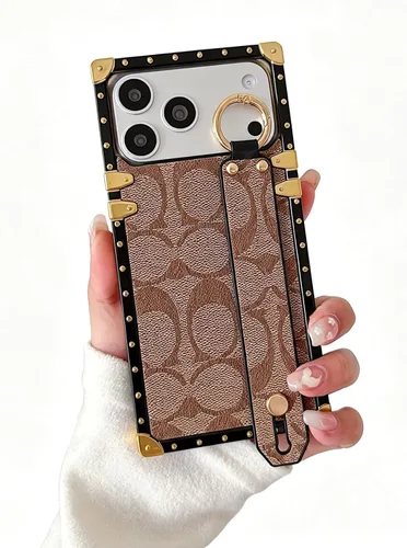 Miniatura 27 de Funda Rectangular de Cuero de Lujo para Teléfono Diseñada para Samsung Galaxy S23 Ultra Funda Linda con Correa de Muñeca Anti Caídas Protectora