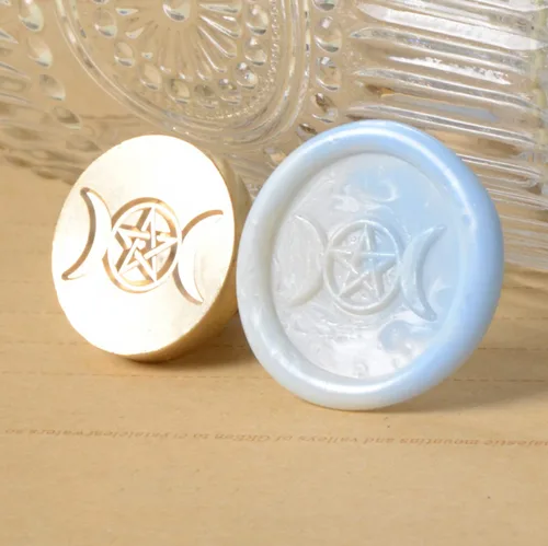Miniatura 6 de Juego de sellos de cera, sellos de cera de sellado de cobre con empuñadura de madera, sello de cera wicca retro vintage