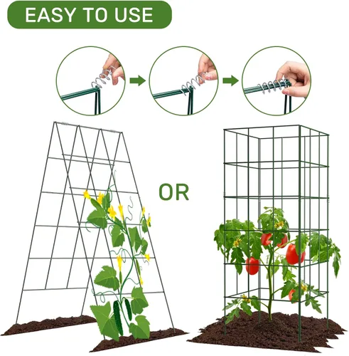 Miniatura 4 de AGTEK Paquete de 2 enrejados plegables de pepino de 18 x 46 pulgadas con bridas de cremallera, soporte para plantas, un marco de enrejado de metal