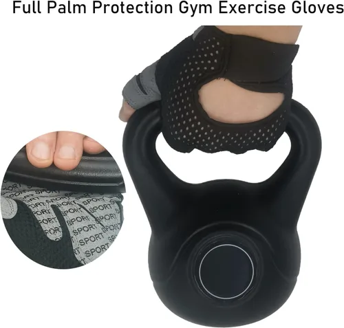 Miniatura 6 de Guantes de entrenamiento para hombres y mujeres, sin dedos, transpirables y protección completa de la palma de la mano, guantes de ejercicio