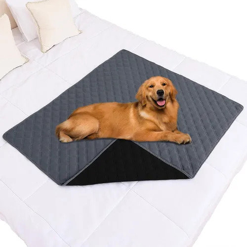Miniatura 149 de Smiry Funda impermeable para cama de mascota, suave y lavable, para muebles, cama, sofá, reversible, a cuadros (30 x 53 pulgadas, color beige/beige)