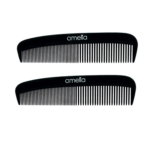 Amelia Beauty, peine de bolsillo de plástico negro de 5 pulgadas, fabricado en Estados Unidos, peine de bolsillo de grado profesional, portátil para