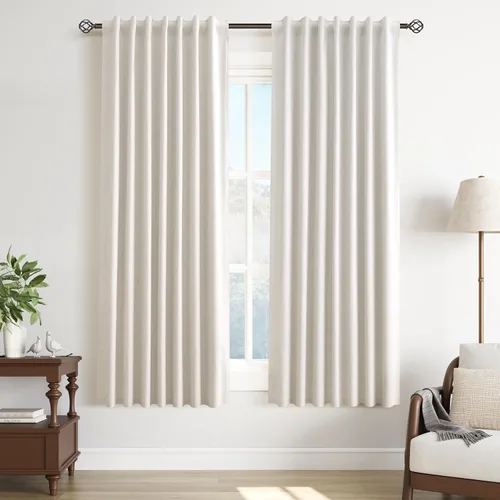 Miniatura 27 de Guken Cortinas opacas de lino, 2 paneles rústicos, elegantes, 100% opacas, con aislamiento térmico, banda de ganchos y trabilla trasera, 52 x 84