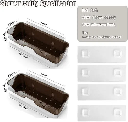 Miniatura 2 de MRPAPA Organizador de baño, organizador de ducha, paquete de 2 estantes de baño montados en la pared, organización y almacenamiento de baño, soporte