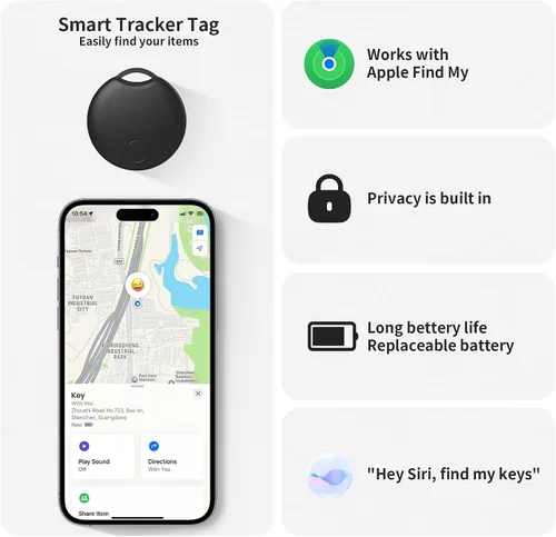 Miniatura 2 de RSH Etiqueta Rastreadora Aérea Paquete de 4 Rastreador de Equipaje Etiqueta Inteligente Funciona con Apple Find My, Localizador de Llaves Bluetooth