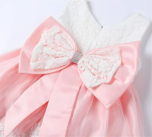 Miniatura 30 de Vestidos de encaje para concursos de niñas bebés de 0-2 años, vestido bordado para fiestas con diadema