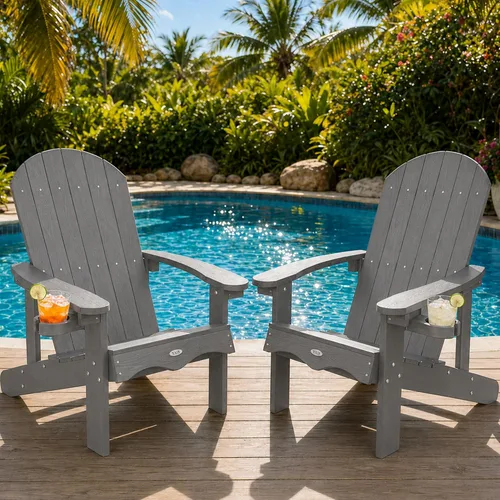 Miniatura 38 de Y&M Adirondack - Silla negra para hoguera, sillas de patio al aire libre con soporte para tazas, resistentes a la intemperie, sillas de patio