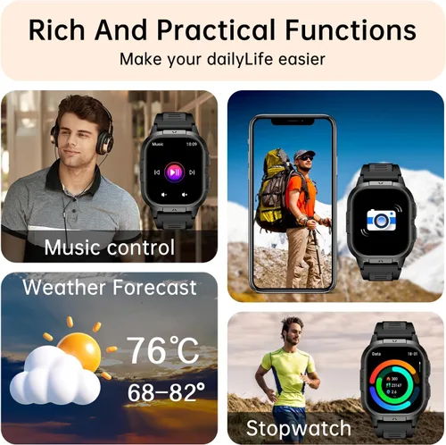Miniatura 4 de Reloj inteligente para hombre con rastreador de fitness: relojes digitales militares impermeables para hombres, resistentes, para correr