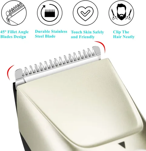 Miniatura 3 de Cortadora de pelo inalámbrica para hombres, kit de aseo recargable para barba, kit de corte de pelo profesional USB para uso familiar, con 2 peines
