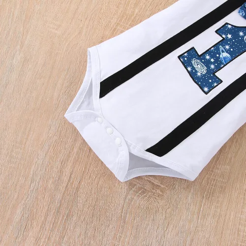 Miniatura 17 de Ropa divertida para el primer cumpleaños para bebé, ropa para bebé, con corbatín, mameluco, pantalones, conjunto de tirantes, trajes de pastel