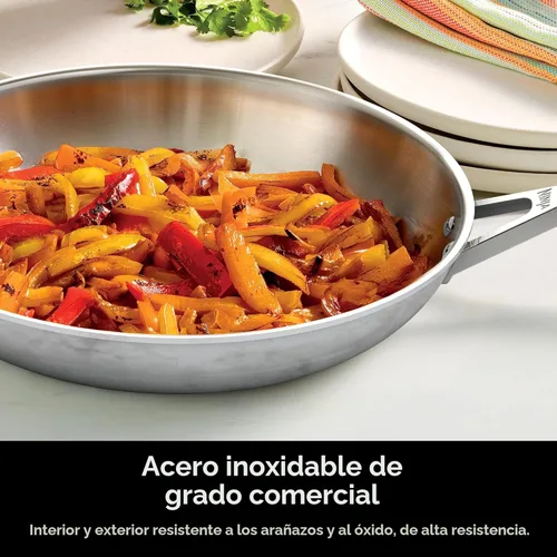 Miniatura 9 de Juego de ollas y sartenes de acero inoxidable Ninja EverClad de 7 piezas, juego de utensilios de cocina, compatible con todas las estufas e