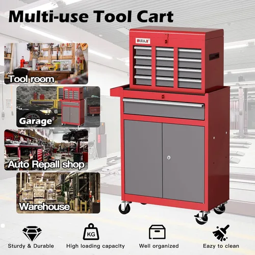 Miniatura 6 de Caja de herramientas con 7 cajones Caja de herramientas rodante de 40 pulgadas de alto con ruedas Caja de herramientas de metal superior