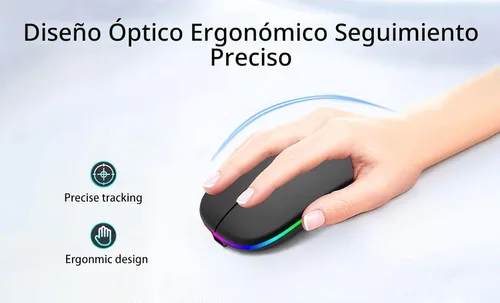 Miniatura 7 de AIKOKOK Ratón inalámbrico Bluetooth recargable para portátil con LED de uso portátil (BT5.2 y USB 2.4G) Modo dual de conexión ratón silencioso