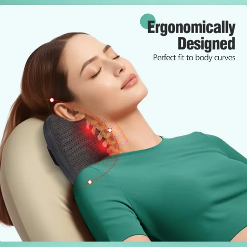Miniatura 3 de Almohada masajeadora de espalda para aliviar el dolor de tejido profundo, masajeador de cuello para aliviar el dolor de tejido profundo con calor