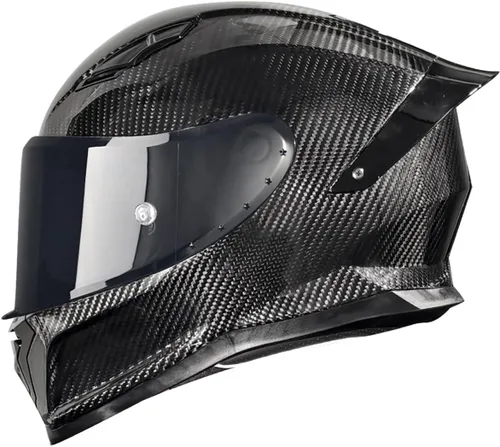 Casco de motocicleta Aldult de cara completa de fibra de carbono, casco de motocicleta de calle aprobado por DOT, para hombres y mujeres, casco de 13