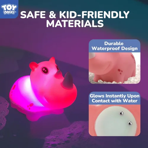 Miniatura 5 de TOY Life 12 piezas de juguetes de baño de animales que se iluminan para edades 1-3, juguetes de baño luminosos sin agujeros para niños, regalos