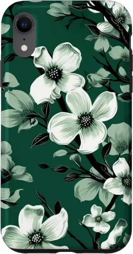 Miniatura 24 de White Dogwood Flower Pattern Green Black & White Case for iPhone 17
