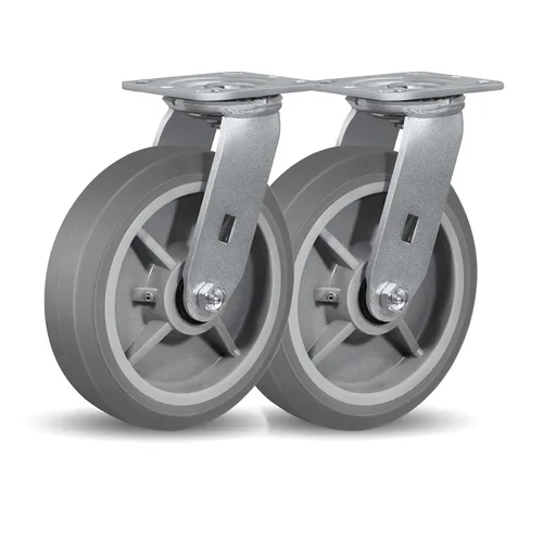 Miniatura 39 de Ruedas giratorias de alta resistencia 4x2, ruedas industriales, ruedas de goma (banda de rodadura plana), juego de 1 con capacidad de hasta 450