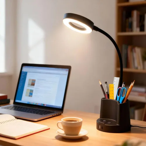 Miniatura 2 de HomeFocus Lámpara de escritorio, lámpara de escritorio LED RGB, lámpara de mesa, luz de lectura y luz nocturna para oficina en casa, negro