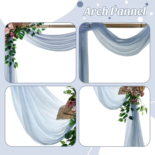 Miniatura 5 de MDS Paquete de 1 panel de cortina de arco de boda (30 pulgadas de ancho x 20 pies de largo) tela de gasa transparente para boda, ceremonia, Azul