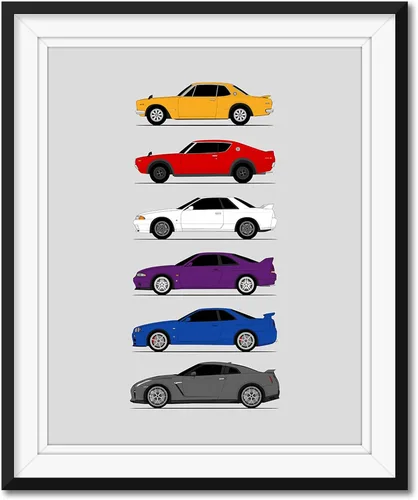 Miniatura 19 de Custom Car Posters Póster hecho a mano compatible con Nissan Skyline GT-R e impresión de Nissan Skyline GTR (KPGC10, KPGC110, R32, R33, R34, R35)
