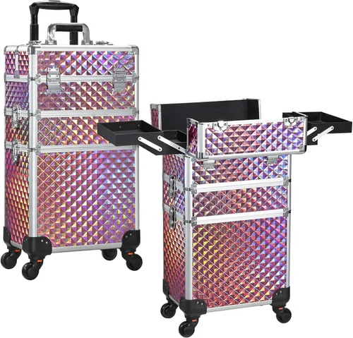 FRENESSA - Estuche de maquillaje rodante 3 en 1, carrito cosmético profesional con gran almacenamiento para esteticistas, peluqueros, estudiantes de