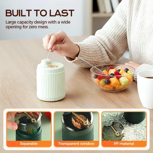Miniatura 5 de Dispensador de palillos de dientes con palillos de dientes 300 unidades (verde oscuro+verde claro)