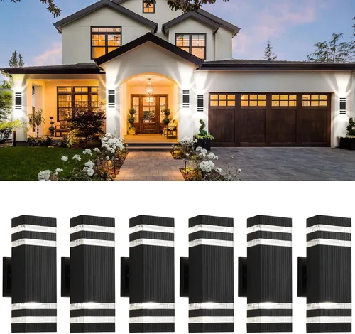 Miniatura 10 de tewei Paquete de 4 Luces de Pared para Exteriores, Luminaria Exterior Moderna de Montaje en Pared Negra, Luces Exteriores para Casa, Aluminio Negro
