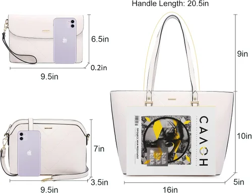Miniatura 3 de Juego de 3 bolsas de mano para mujeres bolsa tote para llevar colgada del hombro, bolso satchel y bolso hobo