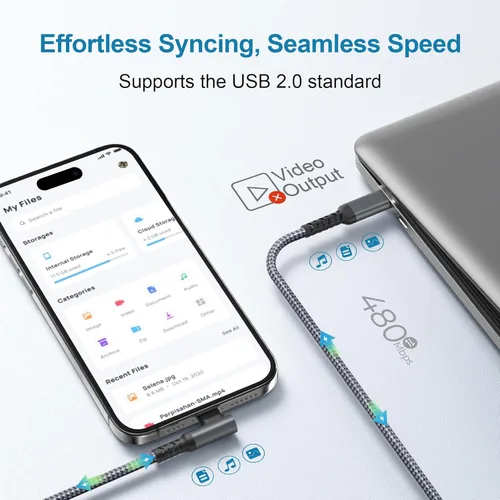 Miniatura 4 de Basesailor Cable USB C a tipo C de 60 W de 6.6 pies con adaptador USB, cable de carga rápida PD de 90 grados para MacBook Pro Mac, iPad 10 Air 5